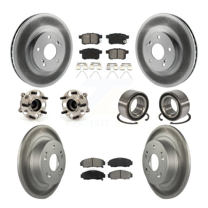 Hub Bearing Coated Brake Rotor Pads Front Rear Kit (10Pc) For Honda Accord Acura