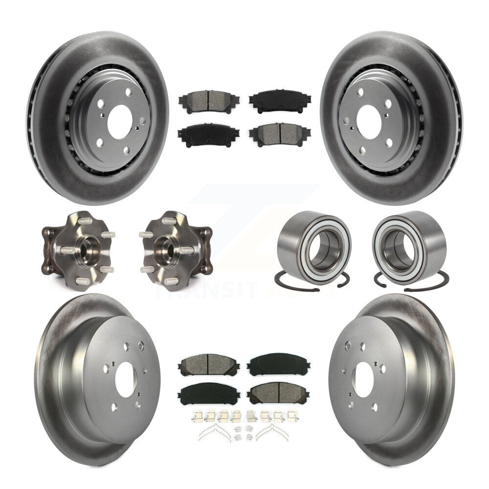 Hub Bearing Coated Brake Rotor & Pad Front Rear Kit (10Pc) For Toyota Highlander