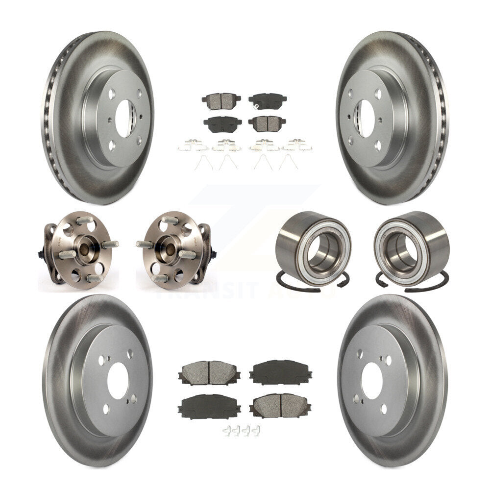 Hub Bearing Coated Disc Brake Rotor & Pad Front Rear Kit (10Pc) For Toyota Yaris