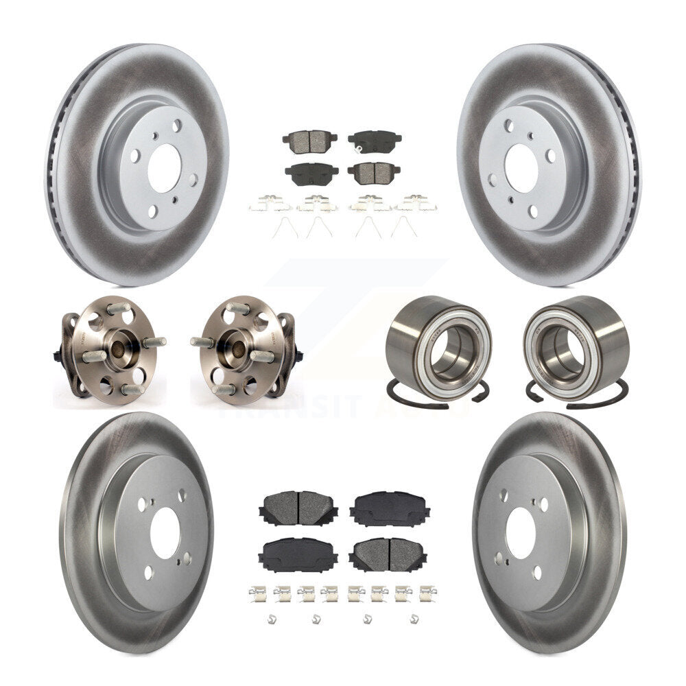 Hub Bearing Coated Disc Brake Rotor & Pad Front Rear Kit (10Pc) For Toyota Yaris