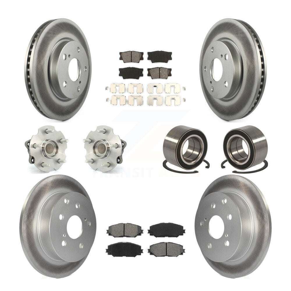 Hub Bearing Coated Brake Rotor & Pad Front Rear Kit (10Pc) For 2010 Lexus HS250h
