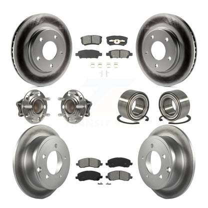 Hub Bearing Coated Brake Rotor & Pad Front Rear Kit (10Pc) For Mitsubishi Lancer