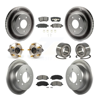 Hub Bearing Coated Brake Rotor & Pad Front Rear Kit (10Pc) For Mitsubishi Lancer