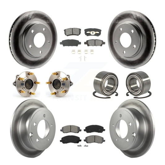 Hub Bearing Coated Brake Rotor & Pad Front Rear Kit (10Pc) For Mitsubishi Lancer