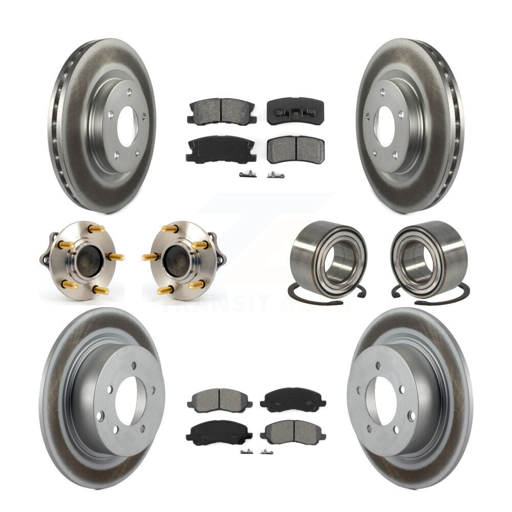 Hub Bearing Coated Brake Rotor & Pad Front Rear Kit (10Pc) For Mitsubishi Lancer
