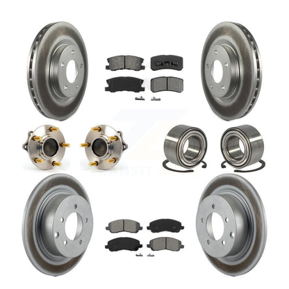 Hub Bearing Coated Brake Rotor & Pad Front Rear Kit (10Pc) For Mitsubishi Lancer