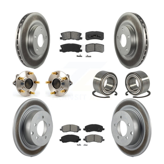 Hub Bearing Coated Brake Rotor & Pad Front Rear Kit (10Pc) For Mitsubishi Lancer