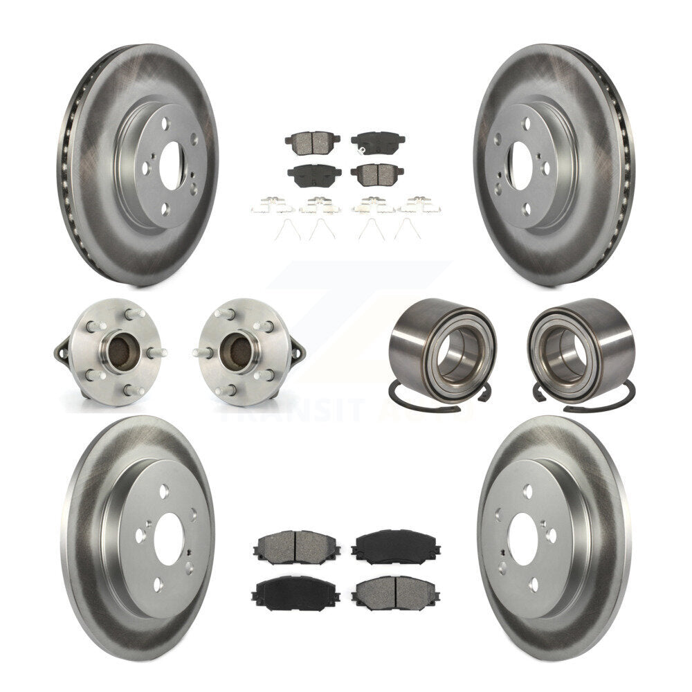 Hub Bearing Coat Brake Rotor Pad Front Rear Kit (10Pc) For Toyota Corolla Matrix