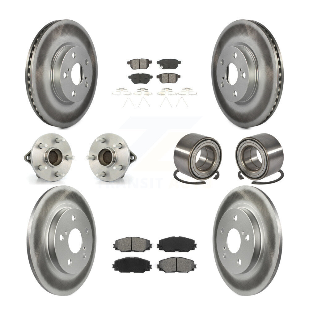 Hub Bearing Coated Disc Brake Rotor Pads Front Rear Kit (10Pc) For Toyota Matrix