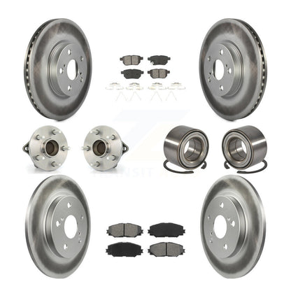 Hub Bearing Coated Disc Brake Rotor Pads Front Rear Kit (10Pc) For Toyota Matrix