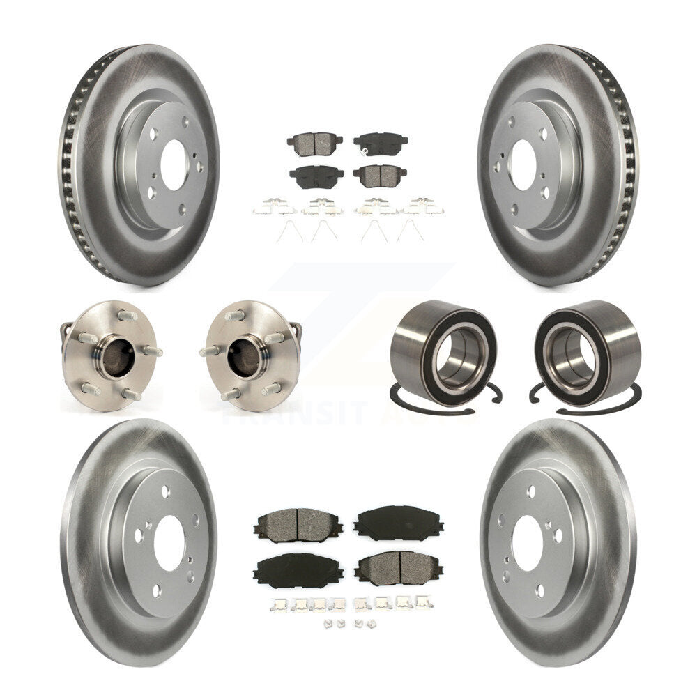 Hub Bearing Coated Disc Brake Rotor Pads Front Rear Kit (10Pc) For Toyota Matrix