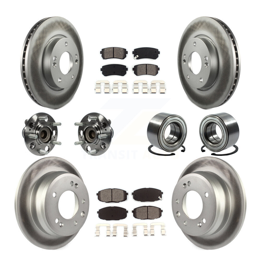 Hub Bearing Coated Brake Rotor And Pad Front Rear Kit (10Pc) For Hyundai Elantra