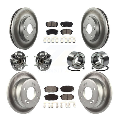 Hub Bearing Coated Brake Rotor And Pad Front Rear Kit (10Pc) For Hyundai Elantra