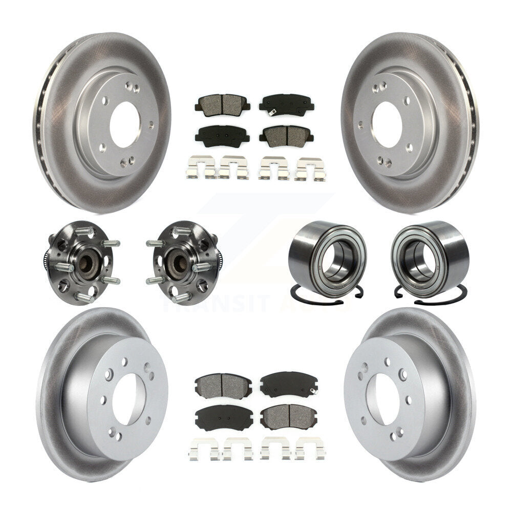 Hub Bearing Coated Brake Rotor And Pad Front Rear Kit (10Pc) For Hyundai Elantra