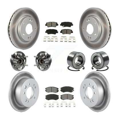 Hub Bearing Coated Brake Rotor And Pad Front Rear Kit (10Pc) For Hyundai Elantra