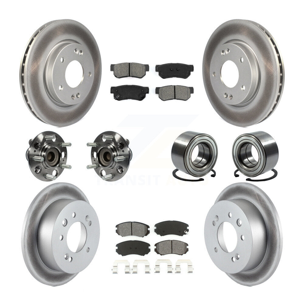 Hub Bearing Coated Brake Rotor And Pad Front Rear Kit (10Pc) For Hyundai Elantra