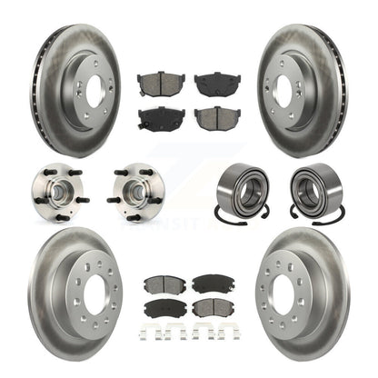 Hub Bearing Coated Brake Rotor And Pad Front Rear Kit (10Pc) For Hyundai Tiburon