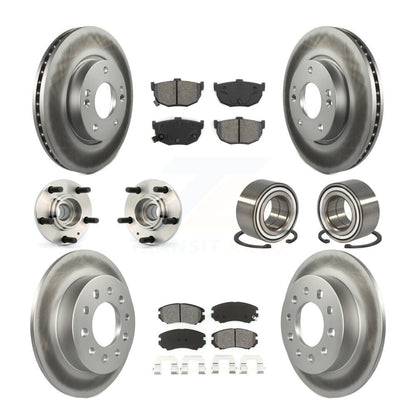 Hub Bearing Coated Brake Rotor And Pad Front Rear Kit (10Pc) For Hyundai Tiburon