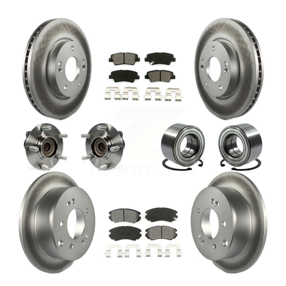 Hub Bearing Coated Brake Rotor Pads Front Rear Kit (10Pc) For 2012-2013 Kia Soul