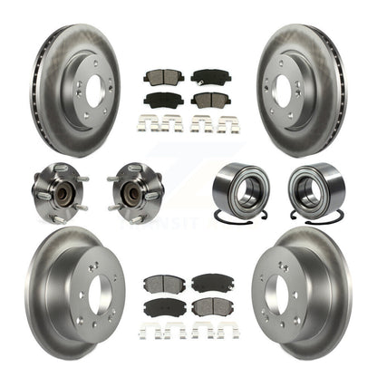 Hub Bearing Coated Brake Rotor Pads Front Rear Kit (10Pc) For 2012-2013 Kia Soul