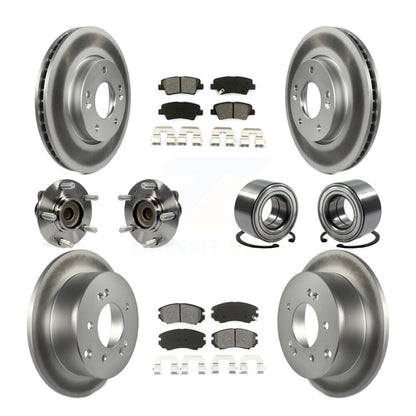 Hub Bearing Coated Disc Brake Rotors And Pads Front Rear Kit (10Pc) For Kia Soul