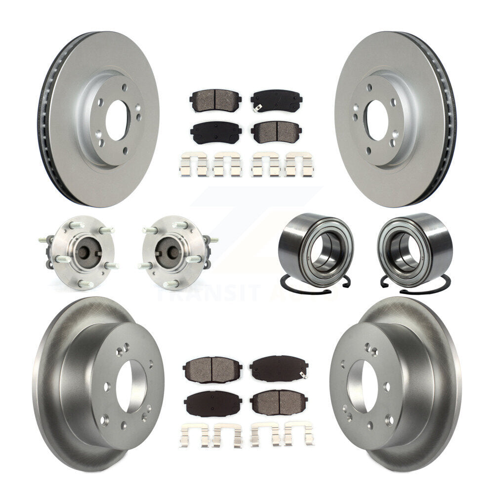 Hub Bearing Coat Brake Rotor Pad Front Rear Kit (10Pc) For Kia Forte Koup Forte5