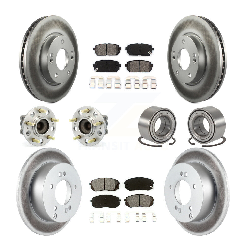 Hub Bearing Coated Brake Rotor Pad Front Rear Kit (10Pc) For 2010-2012 Kia Rondo