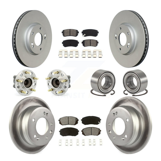 Hub Bearing Coated Brake Rotor Pads Front Rear Kit (10Pc) For Hyundai Tucson Kia