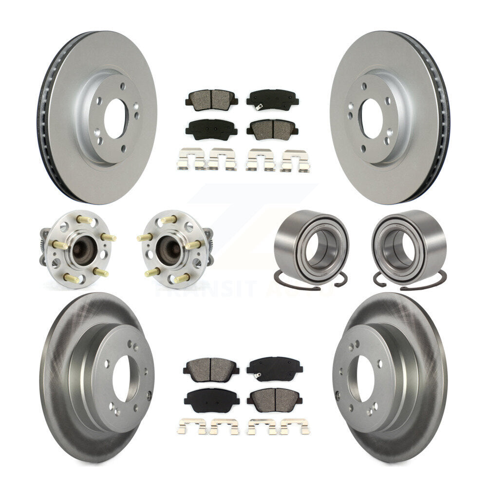 Hub Bearing Coated Brake Rotor Pads Front Rear Kit (10Pc) For Hyundai Sonata Kia