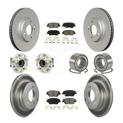 Hub Bearing Coated Brake Rotor Pads Front Rear Kit (10Pc) For Hyundai Sonata Kia