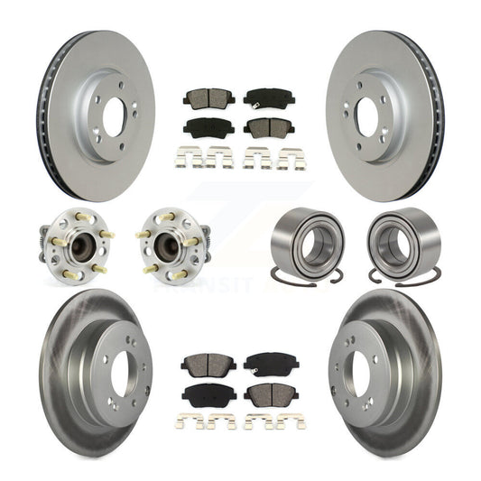 Hub Bearing Coated Brake Rotor Pads Front Rear Kit (10Pc) For Hyundai Sonata Kia