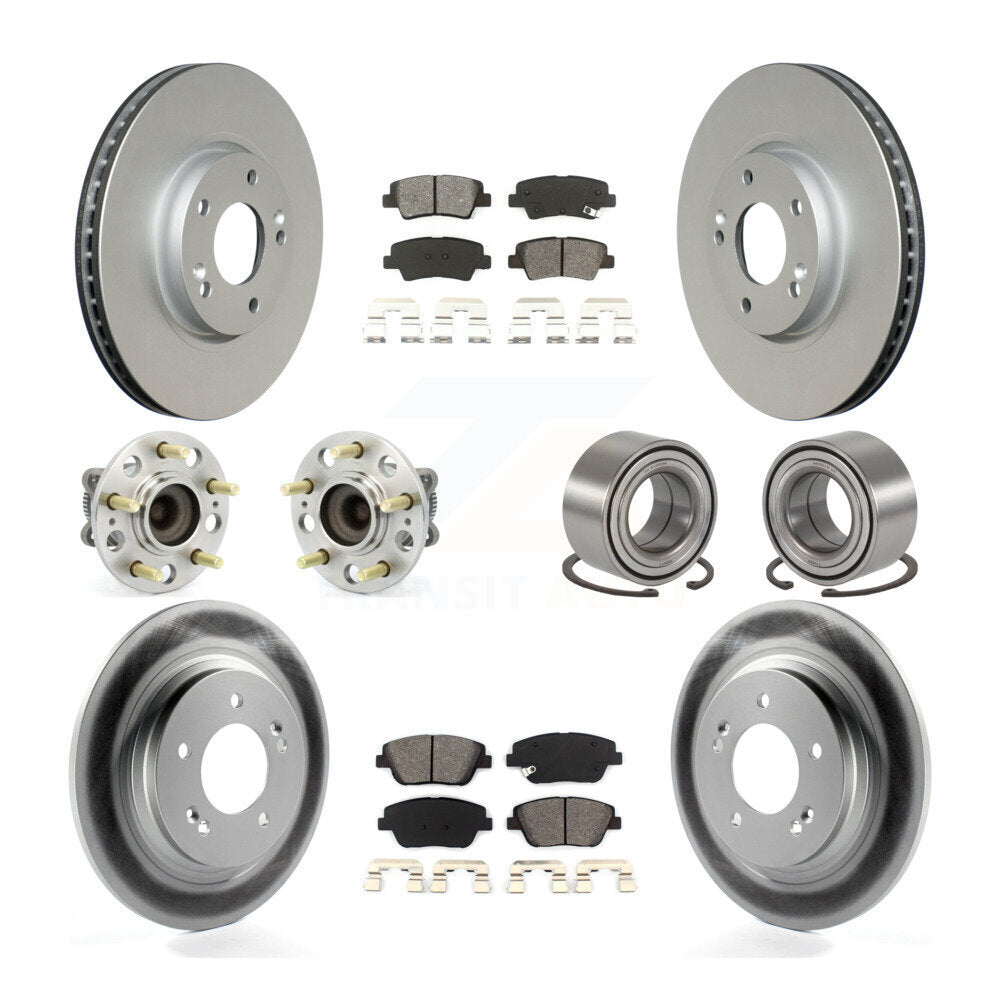 Hub Bearing Coat Brake Rotor Pad Front Rear Kit (10Pc) For 13-15 Kia Optima 2.4L