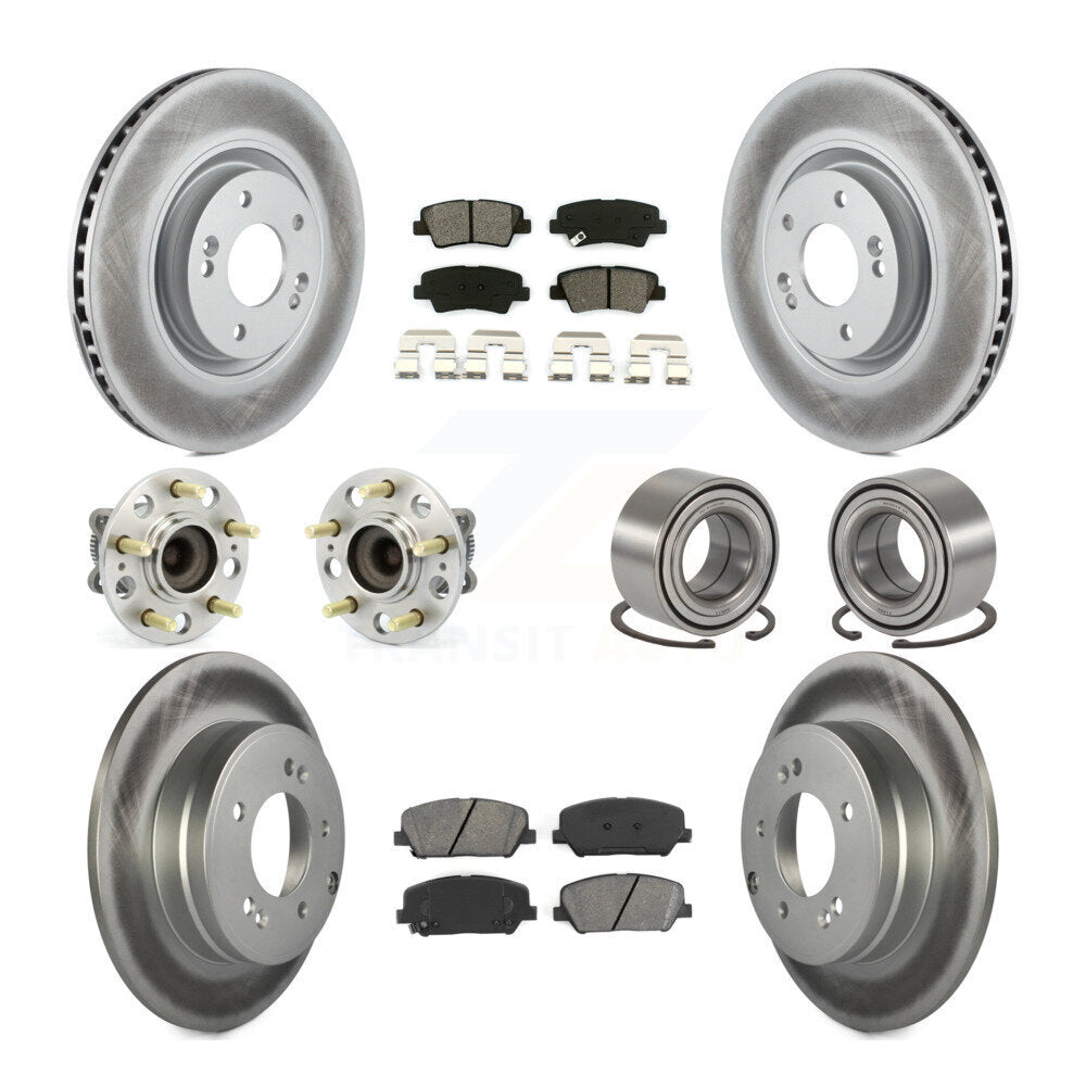 Hub Bearing Coated Brake Rotor And Pad Front Rear Kit (10Pc) For Kia Optima 2.0L