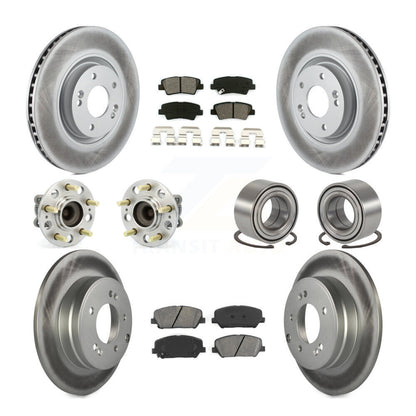 Hub Bearing Coated Brake Rotor And Pad Front Rear Kit (10Pc) For Kia Optima 2.0L