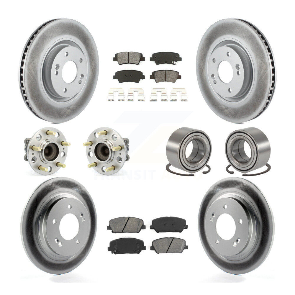 Hub Bearing Coat Brake Rotor Pad Front Rear Kit (10Pc) For 13-15 Kia Optima 2.0L