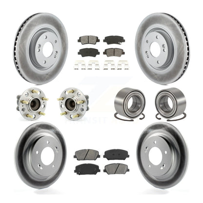 Hub Bearing Coat Brake Rotor Pad Front Rear Kit (10Pc) For 13-15 Kia Optima 2.0L