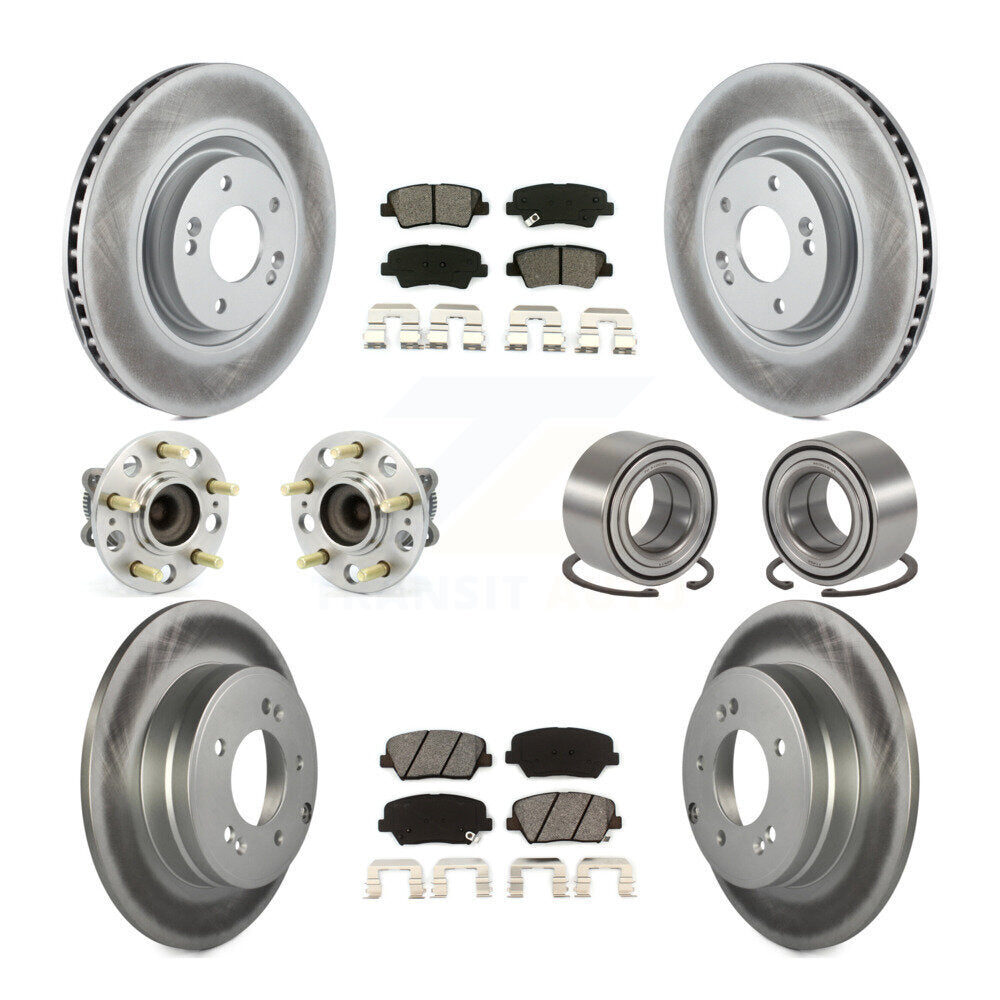 Hub Bearing Coated Disc Brake Rotor Pads Front Rear Kit (10Pc) For Hyundai Azera