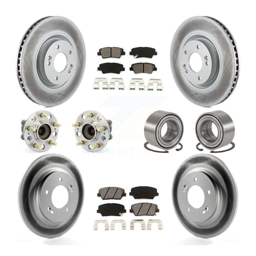 Hub Bearing Coat Brake Rotor Pad Front Rear Kit (10Pc) For Hyundai Azera Limited