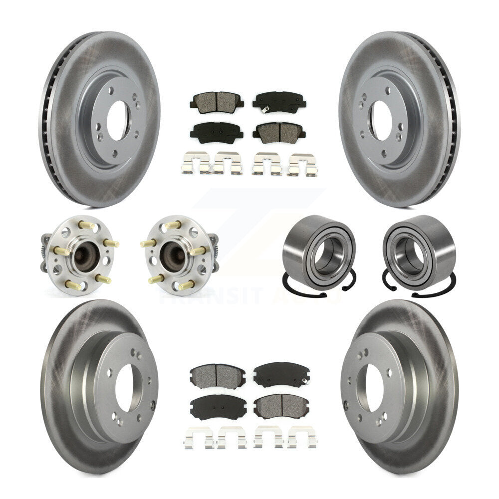 Hub Bearing Coated Brake Rotor Pads Front Rear Kit (10Pc) For 2011 Hyundai Azera