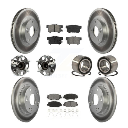 Hub Bearing Coated Disc Brake Rotor & Pads Front Rear Kit (10Pc) For Honda Civic