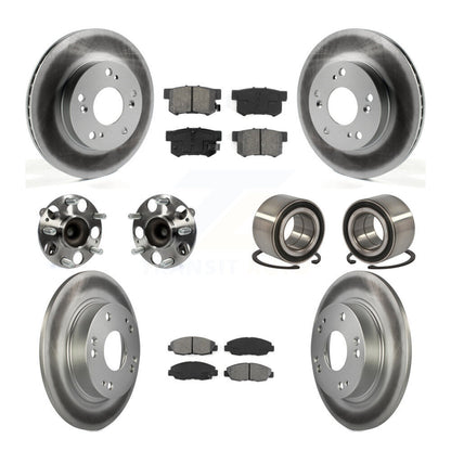 Hub Bearing Coated Disc Brake Rotor & Pads Front Rear Kit (10Pc) For Honda Civic