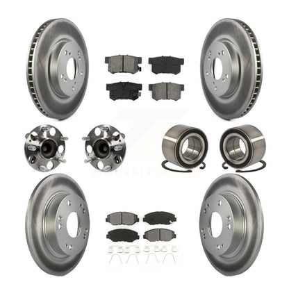 Hub Bearing Coated Disc Brake Rotor & Pads Front Rear Kit (10Pc) For Honda Civic