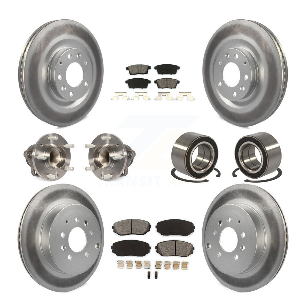 Hub Bearing Coat Brake Rotor Pads Front Rear Kit (10Pc) For 07-15 Mazda CX-9 FWD