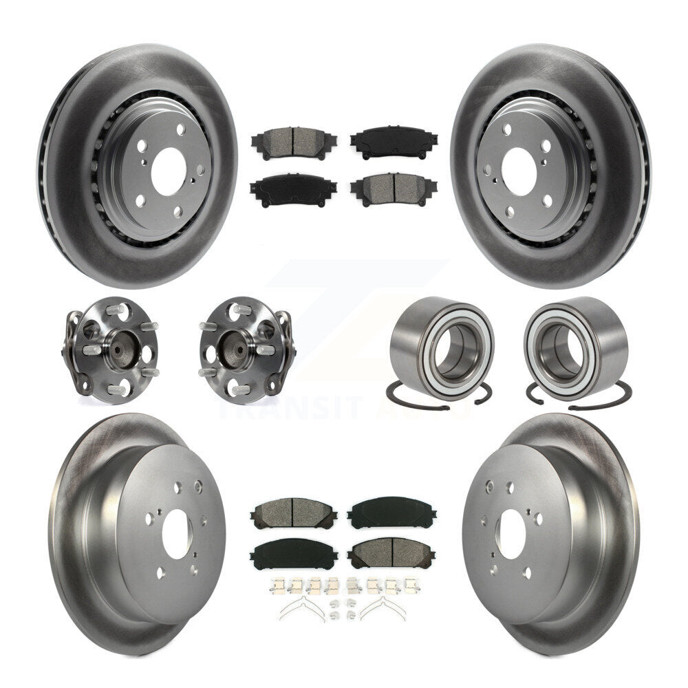 Hub Bearing Coated Brake Rotor & Pad Front Rear Kit (10Pc) For Toyota Sienna FWD