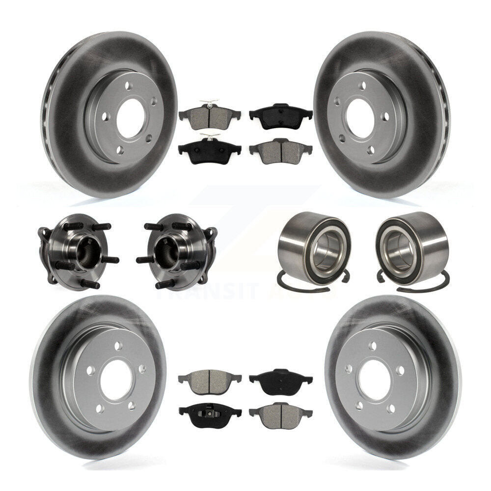 Hub Bearing Coated Disc Brake Rotor And Pad Front Rear Kit (10Pc) For Ford Focus