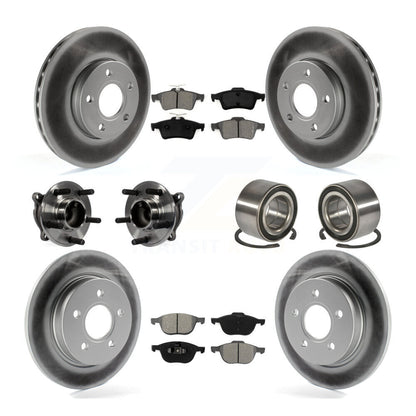 Hub Bearing Coated Disc Brake Rotor And Pad Front Rear Kit (10Pc) For Ford Focus