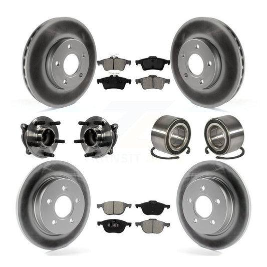 Hub Bearing Coated Disc Brake Rotor And Pad Front Rear Kit (10Pc) For Ford Focus