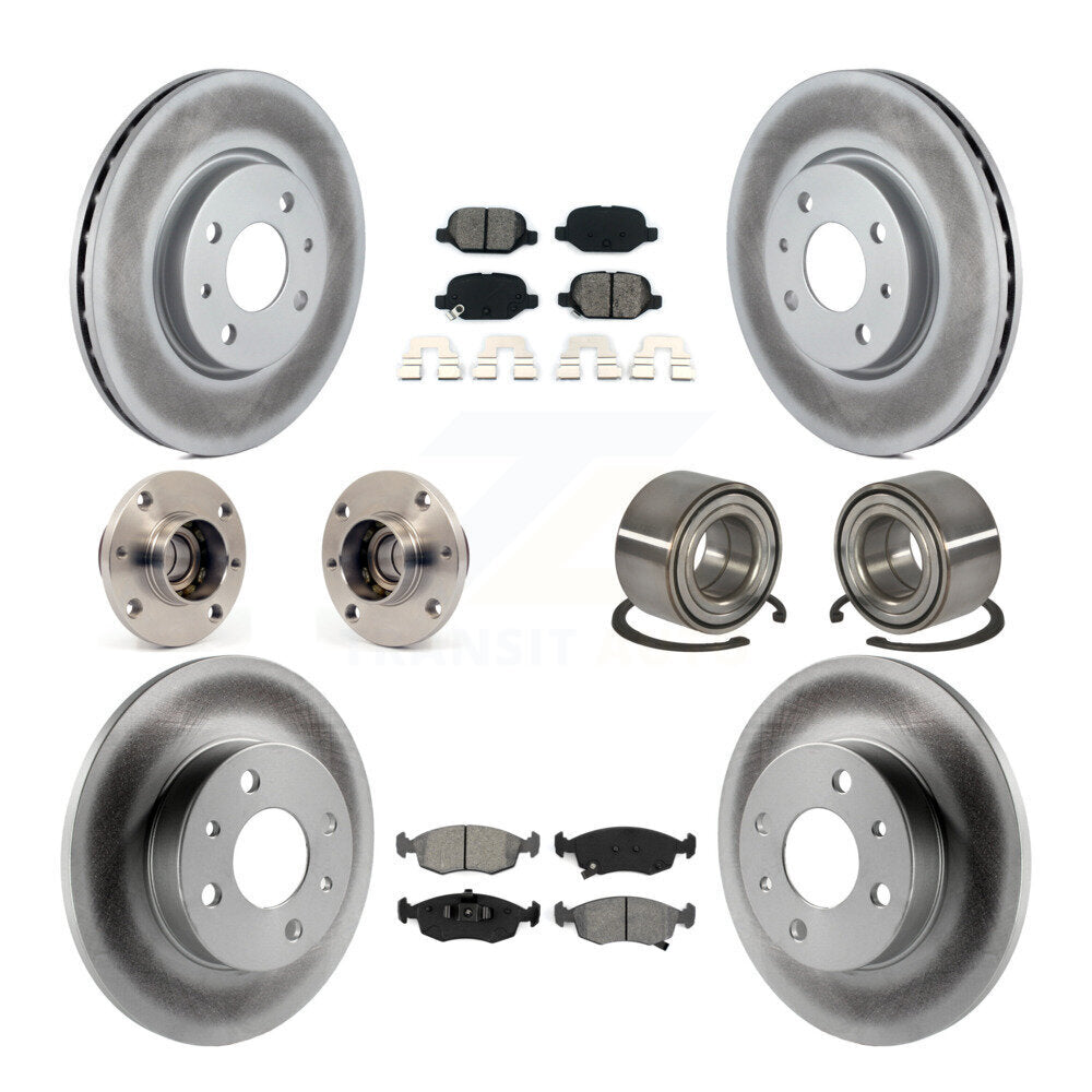 Hub Bearing Coated Disc Brake Rotors And Pads Front Rear Kit (10Pc) For Fiat 500