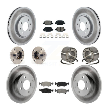 Hub Bearing Coated Disc Brake Rotors And Pads Front Rear Kit (10Pc) For Fiat 500