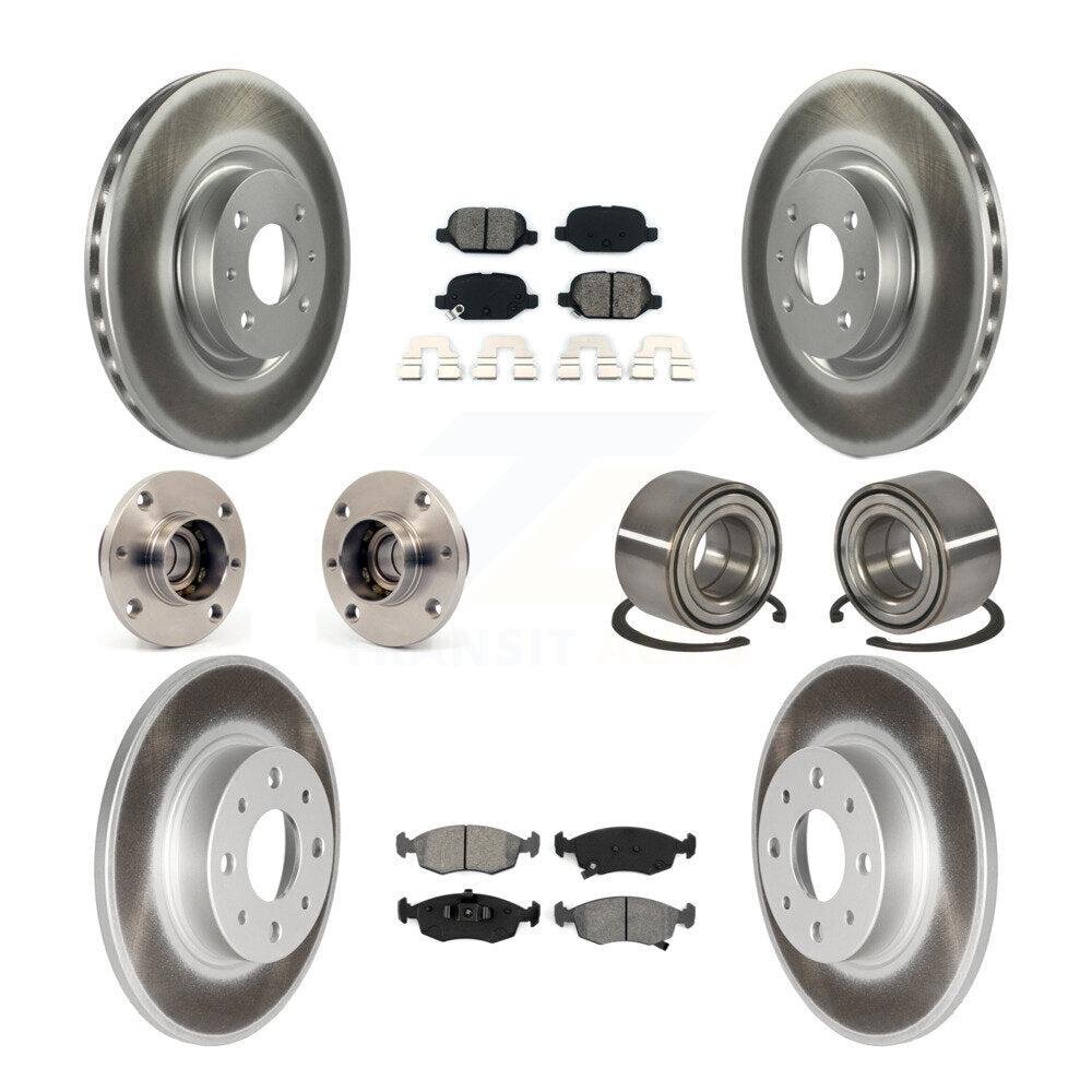 Hub Bearing Coated Disc Brake Rotors And Pads Front Rear Kit (10Pc) For Fiat 500